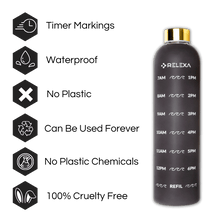 Load image into Gallery viewer, Glass Time Marker Bottle 1L (Clear and Black Options)
