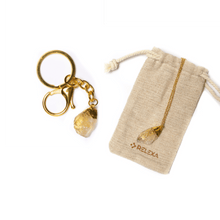 Load image into Gallery viewer, Raw Natural Gold Dipped Crystal Necklace and a Matching Key Chain (Citrine and Tourmaline)
