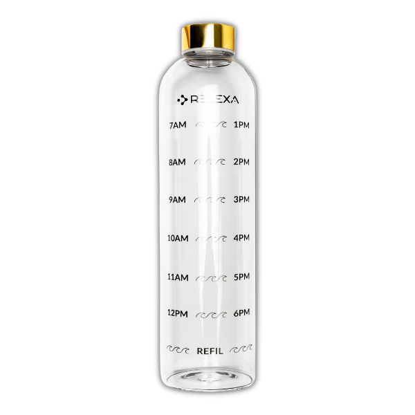 Glass Time Marker Bottle 1L (Clear and Black Options)